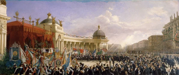 Hyllning av de österrikiska sångarna till det kejserliga paret den 27 april 1879