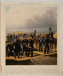 Guardskårens hjälptrupper (Sappers) - Pionjärer från den kejserliga gardekåren - Piratsky, Karl Karlovich (1813-1889) - 1867 - Färglitografi - 56x45 - Privat samling