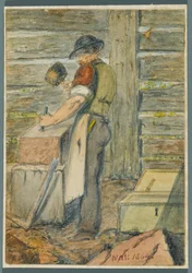 Stenarbetare, 1864 (wc över svart media underritning)