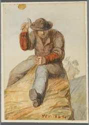 Stenarbetare, 1864 (wc över svart media underritning)