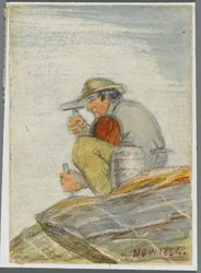 Stenarbetare, 1864 (wc över svart media underritning)