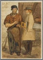 Two Stone Workers, 1864 (wc över svart media underritning)