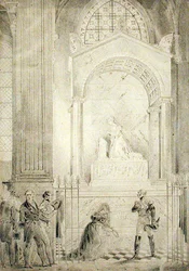 Begravningsmonument för kejsarinnan Josephine (1763-1814) i kyrkan St. Peter och St. Paul, Rueil-Malmaison (penna på papper)