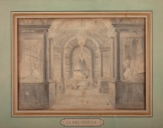 Napoleon i arbete i biblioteket på Chateau de Malmaison, ca 1806