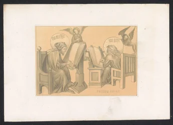 Evangelisterna Matteus och Marcus Design och studier av en holländsk mästare från 1400-talet. Århundrade. Baserat på originalen som förvaras i det kungliga biblioteket i Berlin (serietitel)