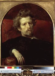 ""Självporträtt"" Målning av Karl Pavlovich Briullov (Bryullov) (1799-1852) 1848 Ryska statens museum, Sankt Petersburg