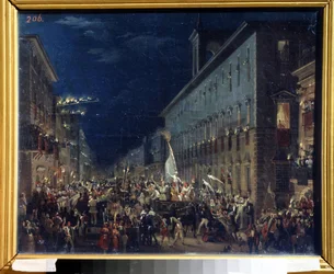 Politisk manifestation i Rom (Politisk manifestation i Rom) - Målning av Karl Pavlovich Briullov (Briullov) (1799-1852) - Olja på duk, 37 x 46 cm