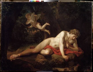 ""Narcissus"" Målning av Karl Pavlovich Briullov (Bryullov) (1799-1852) 1819 Ryska statens museum, Sankt Petersburg