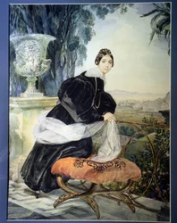 ""Porträtt av storhertiginnan av Ryssland Elisabeth Saltykova (1802-1863)"" Målning av Karl Pavlovich Briullov (Briullov) (1799-1852) 1833-1835 Ryska statens museum, Sankt Petersburg