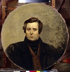 Porträtt av författaren Vasily Ivanovich Orlov (1792-1860). Målning av Karl Pavlovich Briullov (Bryullov) (1799-1852), olja på duk