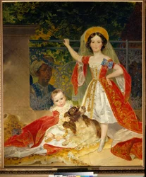 Portraits des enfants du Prince Volkonski (Porträtt av prins Volkonskys barn) - Olja på duk av Karl Pavlovich Bryullov (Bryullov) (1799-1852)