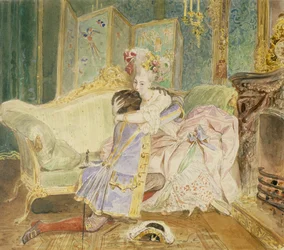 Möte. Illustration till romanen Peter den stores svarte man av A. Pusjkin, 1847-1849