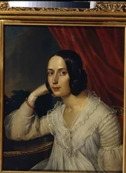 Porträtt av Natalia Alekseevna Tuchkova Ogareva (1829-1913) (Porträtt av N. A. Tuchkova Ogareva). Peinture de Karl Reichel (1788-1857), olja på duk 1842. Art russe