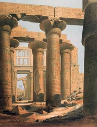 Interiörvy av hallen i Karnak". Litografi efter Karl Richard Lepsius (1810-1884), preussisk egyptolog. Hippostyle Hall i Karnak tempelkomplex i Thebe (Luxor).