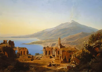 Grekisk teater, Taormina, med Etna bortom, 1852