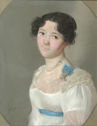 Porträtt av grevinnan Agrafena Yuryevna Obolenskaya 1789-1829, född Neledinskaya-Meletskaya, 1812