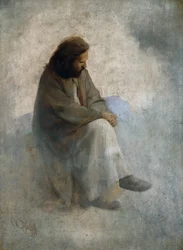 Självporträtt som Kristus, av Diefenbach, Karl Wilhelm (1851-1913). Olja på duk