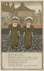 Dra en hink vatten (färg litho)