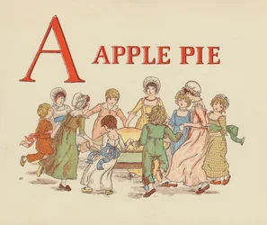 Kate Greenaway: A - Äppelpaj (färglitografi)