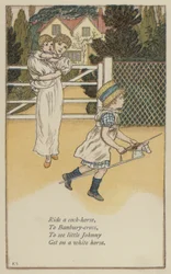 Rid på en tupphäst (färg litho)