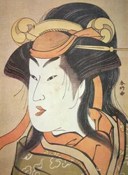 Chef för japansk manlig skådespelare i kvinnlig roll, ca 1787-88 (träblocktryck)