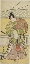 Skådespelaren Sakata Hangorô III som Takechi Mitsuhide i "Muromacho Chronicle in Kana Script" ("Kanagaki Muromachi bundan")