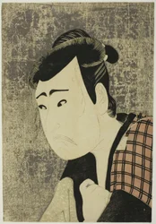 Bystporträtt av skådespelaren Ichikawa Yaozo III som Tanabe Bunzo i pjäsen Hana-ayame Bunroku Soga (Blooming Iris: Soga Vendetta of the Bunroku Era), uppförd på Miyako Theater från den femte dagen i den femte månaden, 1794