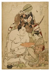 Edo Triptych, ca 1743-1812 (träblock på papper)