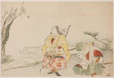 Kejsarinnan Jingu (till vänster) och hennes minister Takenouchi no Sukune (till höger)