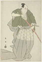 Momonoi Wakasanosuke drar ett svärd Momonoi Wakasanosuke drar ett av sina två svärd