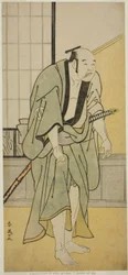 Skådespelaren Asao Tamejuro I som den berusade Gotobei i pjäsen Yoshitsune Koshigoe Jo, uppförd på Ichimura-teatern under den nionde månaden 1790