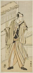Skådespelaren Ichikawa Ebizo (Danjuro V) som Banzui Chobei i pjäsen Gozen-gakari Sumo Soga, uppförd på Kawarazaki-teatern under andra månaden 1793