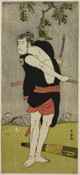 Skådespelaren Ichikawa Komazo II som Ono Sadakuro i pjäsen Chuko Ryogoku Ori, uppförd på Nakamura-teatern i den sjunde månaden 1790