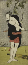 Ichikawa Komazo II som Ono Sadakuro i pjäsen Chuko Ryogoku Ori, uppförd på Nakamura Theatre i den sjunde månaden, 1790, ca.
