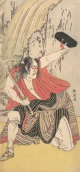 Skådespelaren Ichikawa Komazo II som en man beväpnad med ett svärd, 1789.