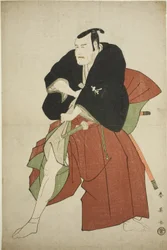 Skådespelaren Matsumoto Koshiro IV som Kakogawa Honzo i pjäsen Kanadehon Chushingura, uppförd på Kawarazaki Theater under den femte månaden 1795