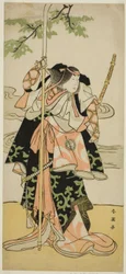 Skådespelaren Segawa Kikunojo III som Lady Tomoe (Tomoe Gozen) i pjäsen Yasa Gumbai Miyako no Jindori, uppförd på Miyako-teatern i den elfte månaden 1793