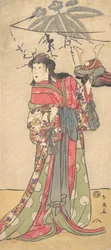 Skådespelaren Segawa Kikunojo III i rollen som en kvinna, ca. 1792.