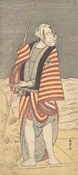 Den andra Ichikawa Komazo som en båtsman som står på däcket av en pråm, ca. 1793