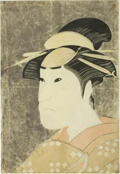 Skådespelaren Sanogawa Ichimatsu III som den Gion-prostituerade Onayo i pjäsen "Hana-ayame Bunroku Soga", uppträdde på Miyako Theatre i den femte månaden