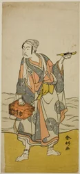 Skådespelaren Ichikawa Yaozo II som båtföraren Jirosaku i pjäsen Oyafune Taiheiki, framförd på Ichimura-teatern under den elfte månaden, 1775