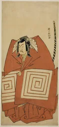 Skådespelaren Ichimura Uzaemon IX som Araoka Hachiro i pjäsen Sakimasu ya Ume no Kachidoki, uppförd på Ichimura-teatern i den elfte månaden 1778