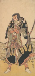 Skådespelaren Ichikawa Danjuro V som krigare nära havet, ca. 1790.