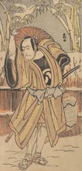 Den femte Ichikawa Danjuro som en man i vinterkläder, daterad 1788.