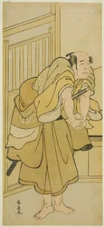 Skådespelaren Asao Tamejuro I som Drunken Gotobei i pjäsen Yoshitsune Koshigoe Jo, framförd på Ichimura Theatre i den nionde månaden, 1790