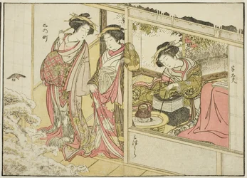 Courtesans of the Nakaomiya, från boken "Mirror of Beautiful Women of the Pleasure Quarters (Seiro bijin awase sugata kagami)," vol. 2