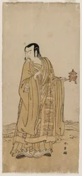 Ichimura Uzaemon IX som Shingen i A String of Prayer Beads Shaken at a Ribbon of Waterfall