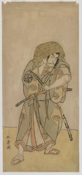 Kabuki-skådespelaren Nakamura Nakazo I som en samuraj i förklädnad, Edo-period, mitten av 1770-talet (träblock i färg)