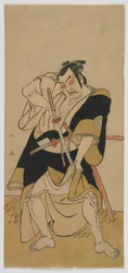 Kabuki-skådespelaren Nakamura Sukegoro II som en samuraj, Edo-period, sent 1770-tal (träblock i färg)