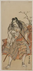 Nakajima Kanzaemon som en herre förklädd till en jägare med ett gevär, ca. tidigt 1780-tal.